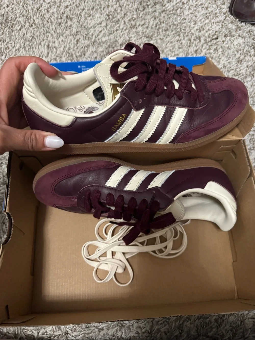 adidas Samba Sneakers in Burgundy with White Stripes